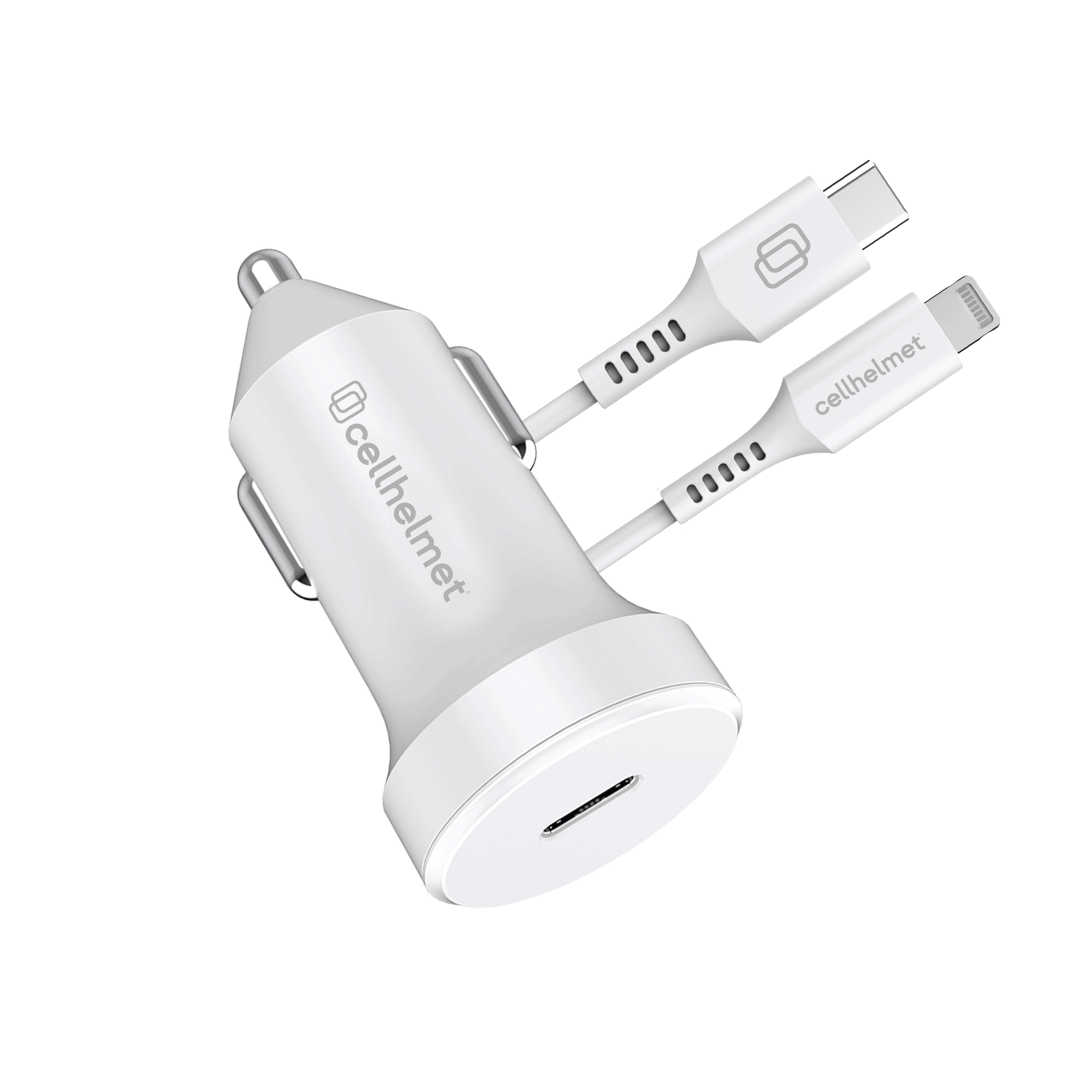 20W PD Car Plug + 3' Round Lightning Cable - Type C 